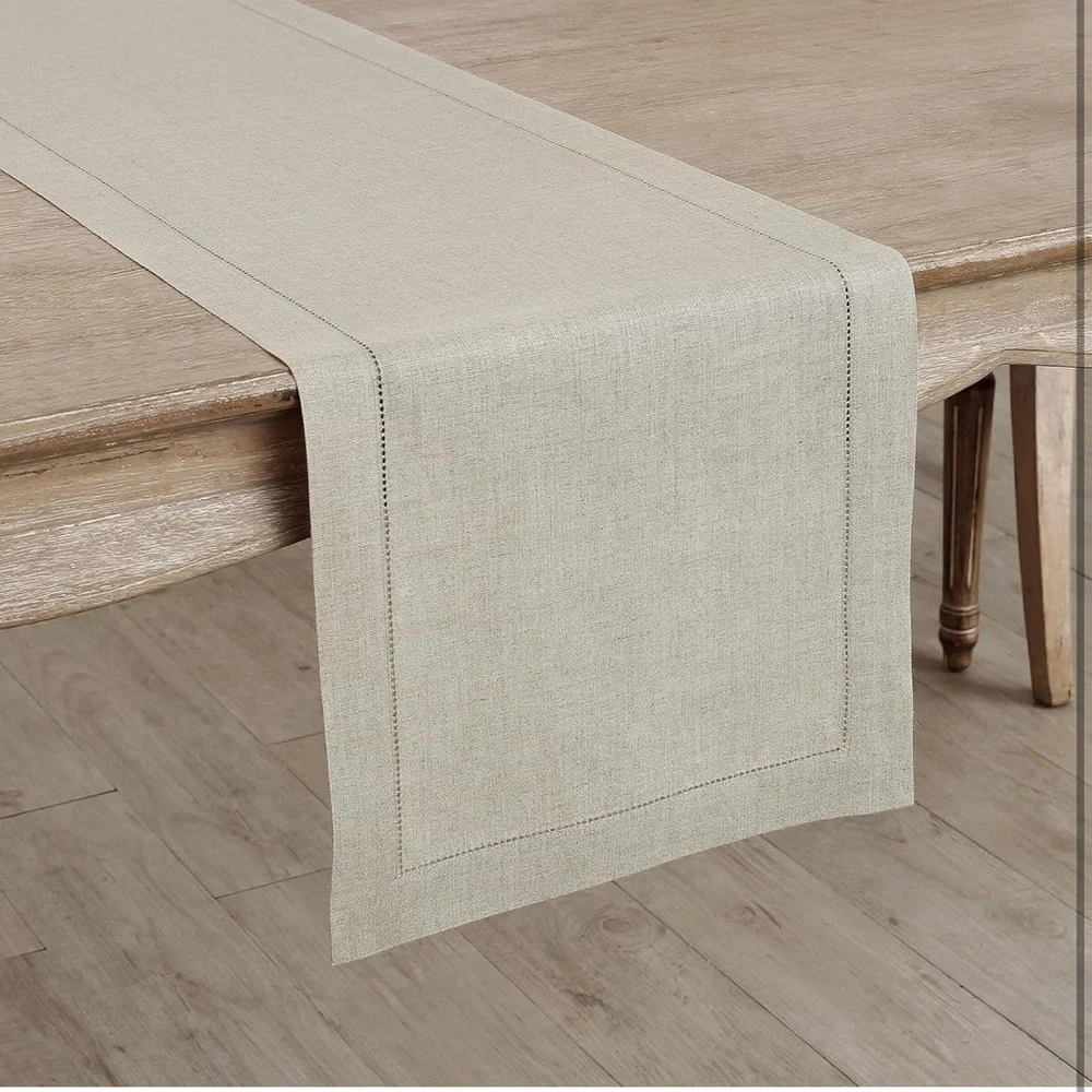 Solino Home Linen Natural Table Runner 144 Inches Long - 100% Pure Linen